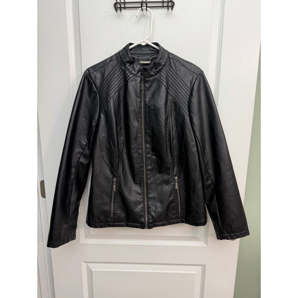 IZ Byer Black Faux Leather Moto Jacket – Women’s 1X